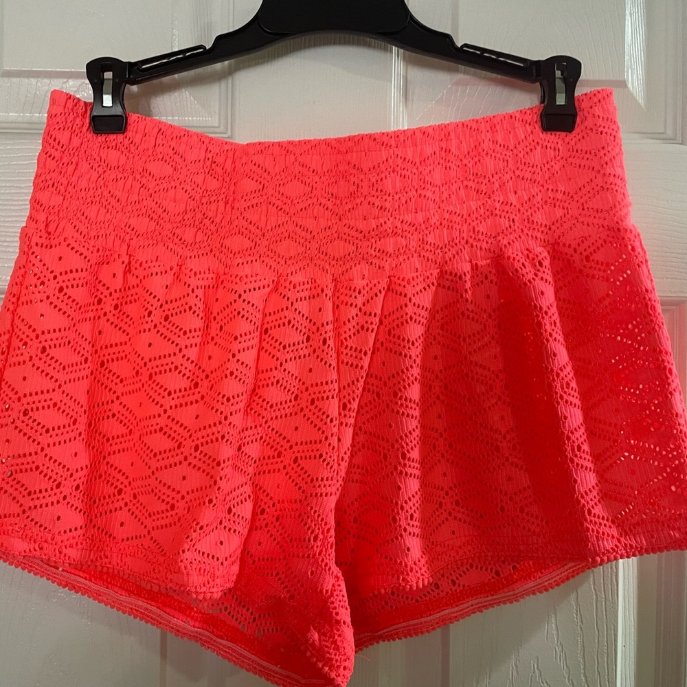 Pink swim suit shorts cover up, pop surf
